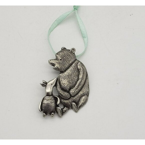 Winnie The Pooh & Piglet Pewter Pendant Ornament Disney Danforth Vintage - Picture 1 of 5